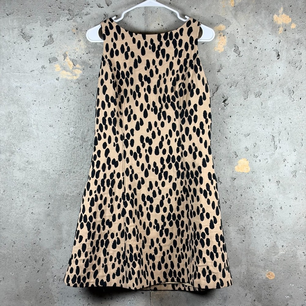 White House Black Market Mini Dress Womens 8 Beige Black Leopard Print Back Zip